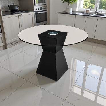 Обеденный стол IVI Hourglass, 114х114x76.5 см, стекло, черный