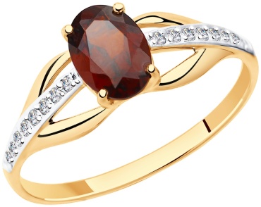 Diamant 51-310-00256-2 размер 16.5 вес 1.24 г золото, гранат, фианит