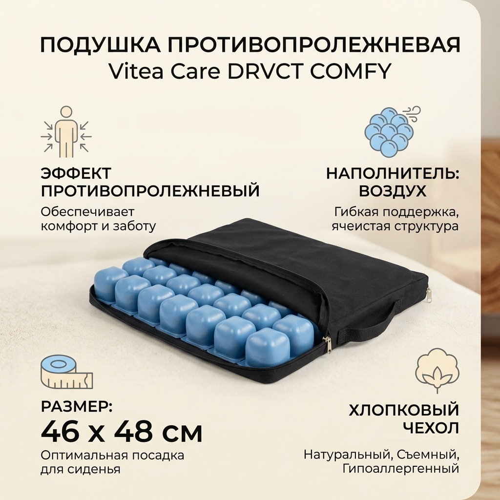 Ортопедическая подушка-сиденье Vitea Care 46x48 см, воздух