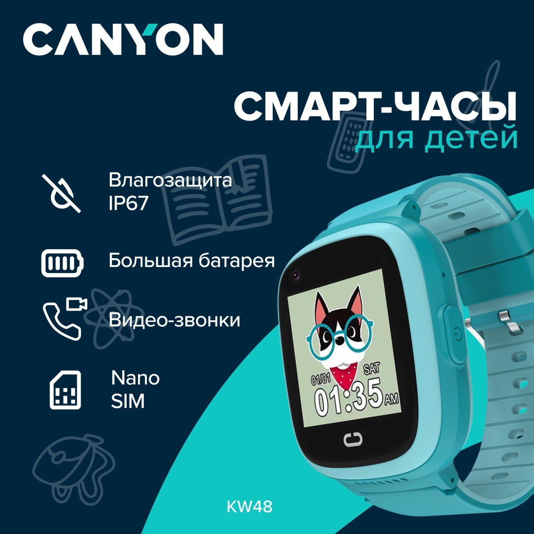 Смарт-часы Canyon CNE-KW48BL 43 мм синий