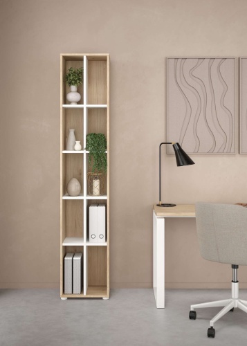 Стеллаж напольный SEDEF Odisea, 45x30x185 см, белый, коричневый