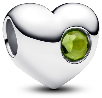 Шарм PANDORA «Сердце» со светло-зелёным камнем для гравировки 794161C08 вес 2,76 г серебро, кристалл