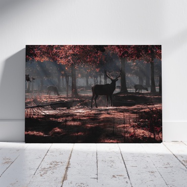 PEMIKAN CRAFT картина Олени утром в красном лесу 80x60 см