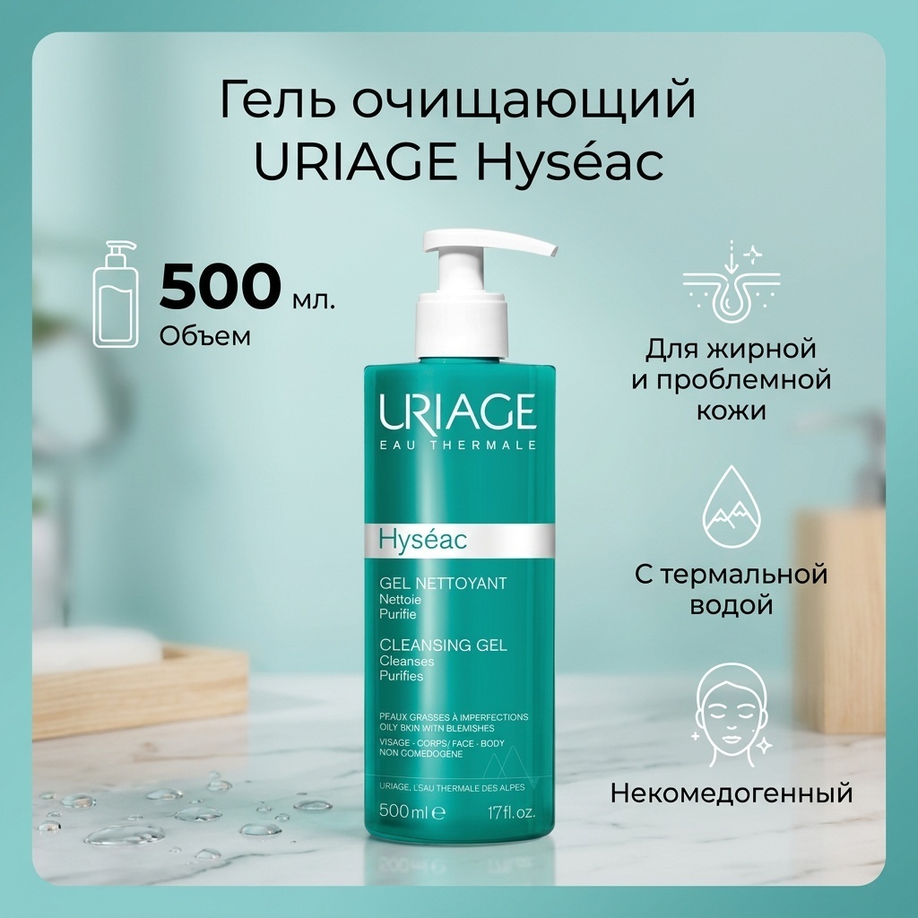 URIAGE Hyséac Cleansing Gel гель-пенка 500 мл