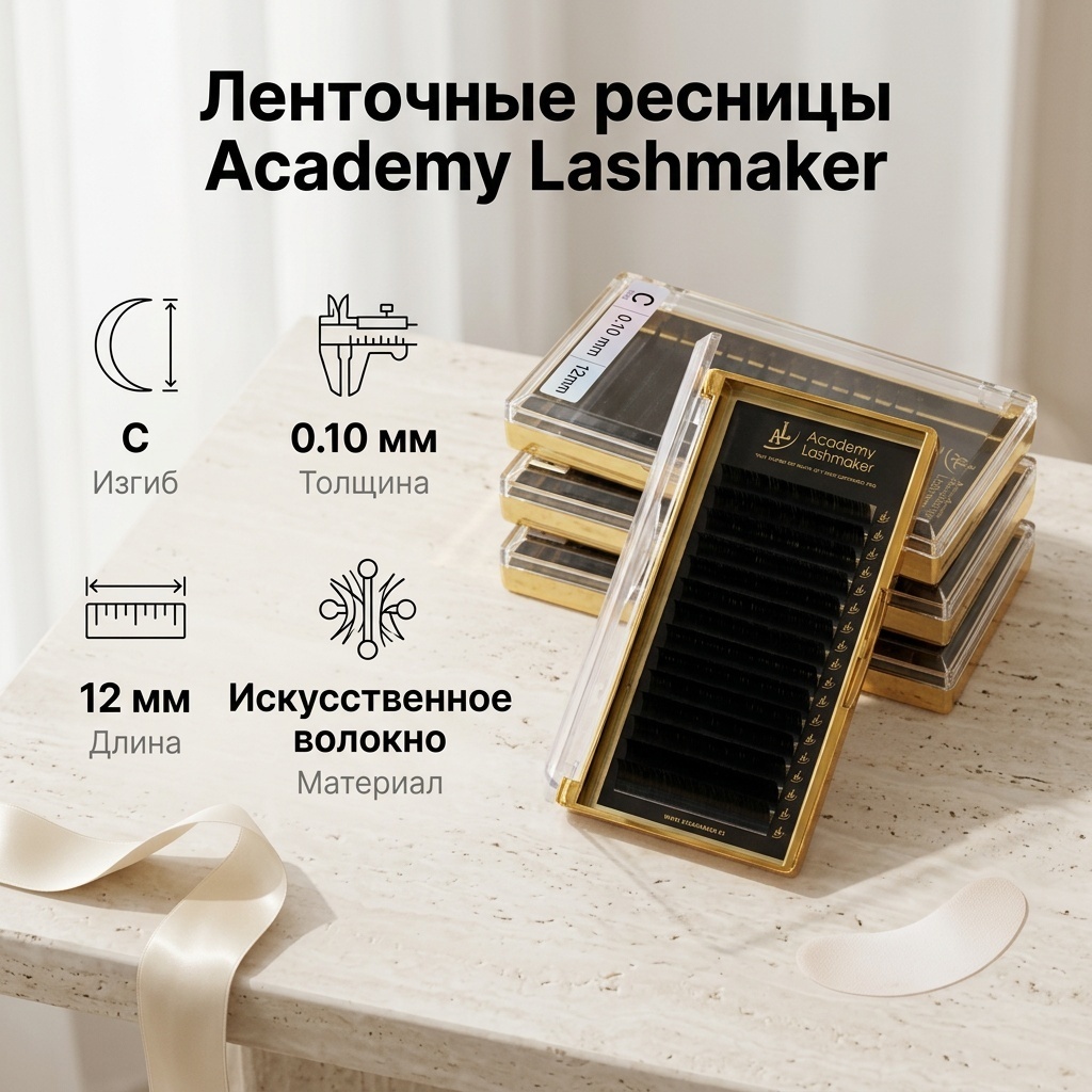 Academy Lashmaker ленточные C 0.10 мм черный 12 мм