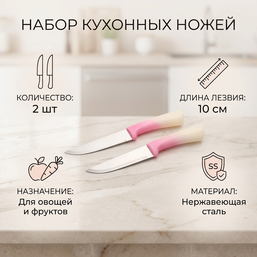 Набор ножей 30361063_763624667, лезвие: пластик 2 шт