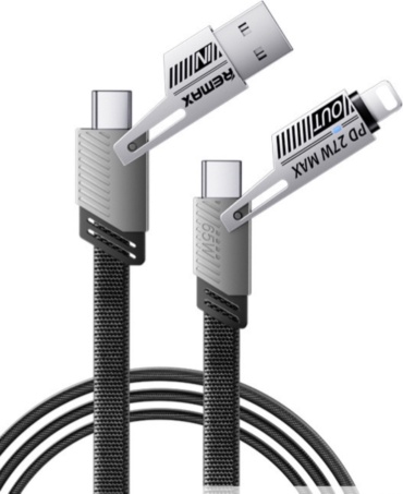 Кабель Remax USB 3.0 (M), USB TypeC (M), Lightning (M), 1 м, Rc-c189 черный
