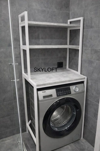 Стеллаж над стиральной машиной Sky Loft Base, 66x45x157 см, белый, светло серый