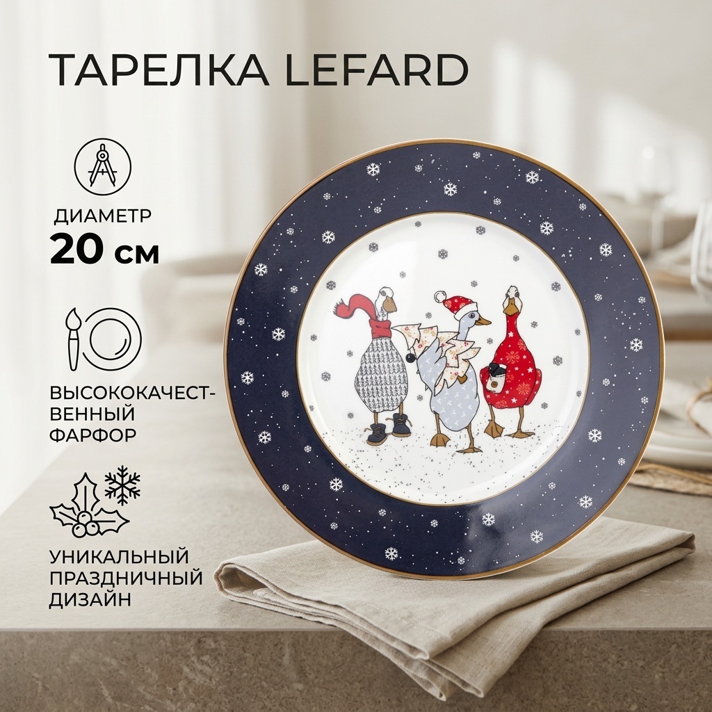 Тарелка Lefard 20 см, 1 шт, фарфор