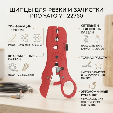 YATO щипцы для резки и зачистки проводов YT-22760