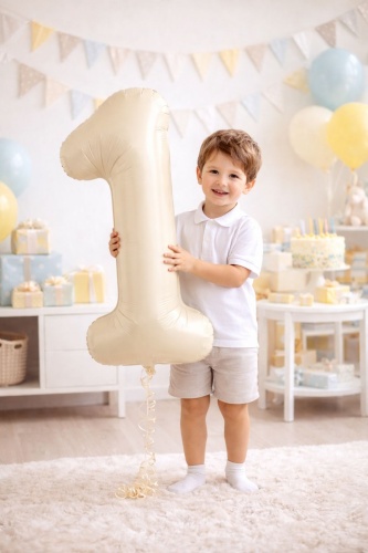 Воздушный шар Surprise Products Co., Ltd. Цифра белый песок 1 бюджет 40 дюймов 100см 1 шт, бежевый