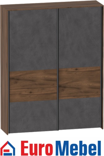 Шкаф-купе Euromebel Глазго, 180x230х60.5 см, темно-коричневый, темно-серый