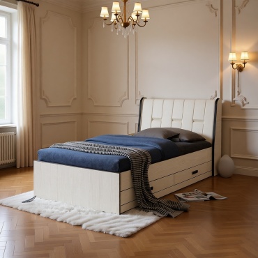 Кровать Elegant Сопрано односпальная, 90x200 см (с матрасом, без подъёмного механизма) белый