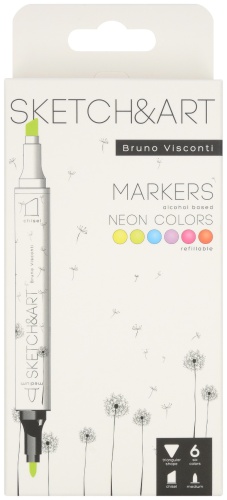 Маркер Bruno Visconti Sketch&Art 22-0081/05, 6 шт, 1 мм, мультиколор