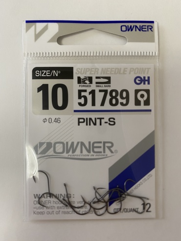 Крючок для рыбалки Owner Pint-S одинарный черный 12 шт