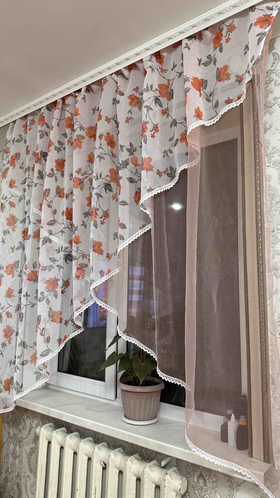 Тюль ADINA 280x175 см 1 шт, сетка, лен, оранжевый