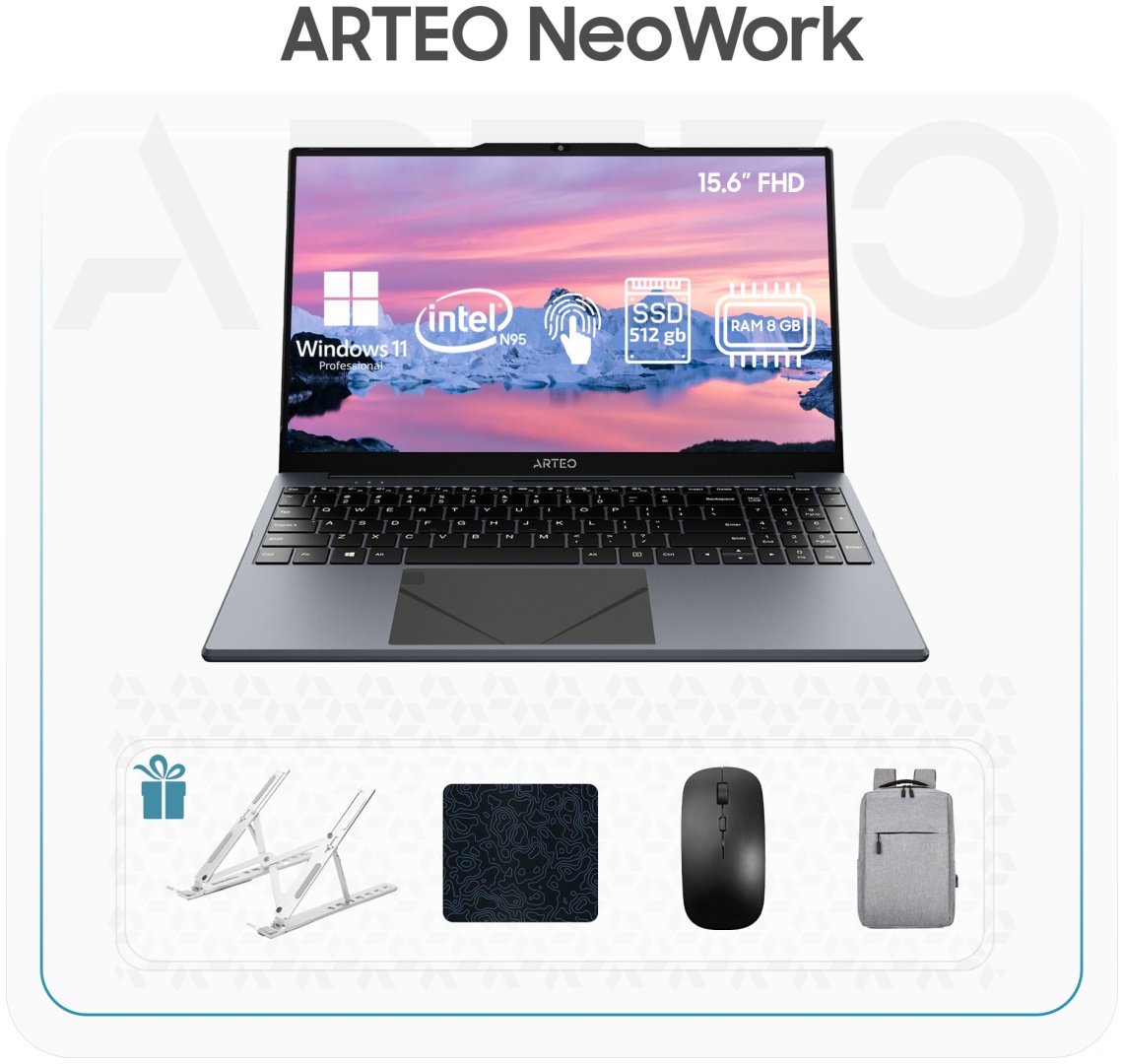 Ноутбук ARTEO NeoWork 15.6" / 8 Гб / SSD 512 Гб / Win 11 / 456798321