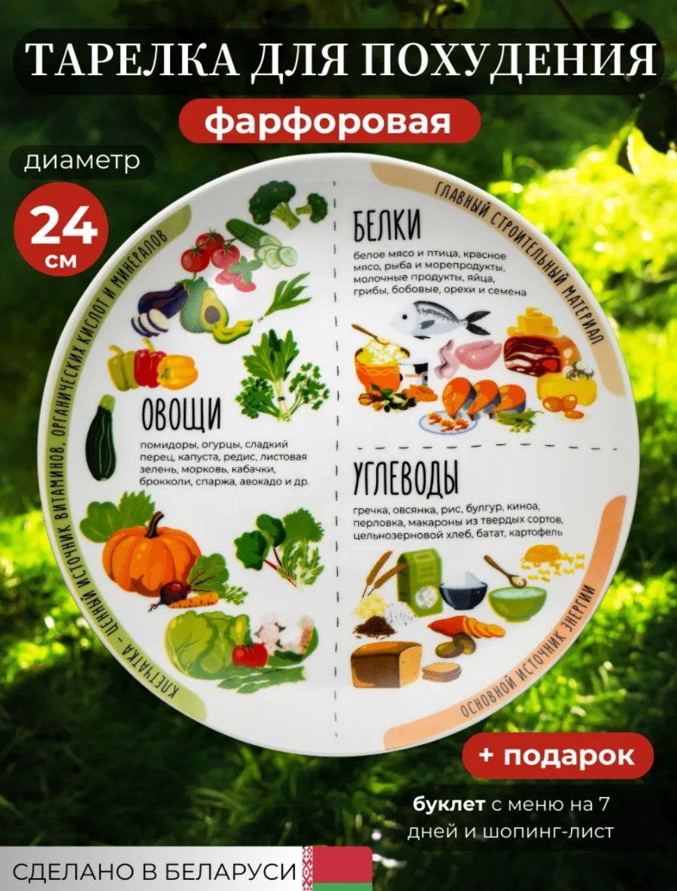 Тарелка 24 см, 1 шт, фарфор