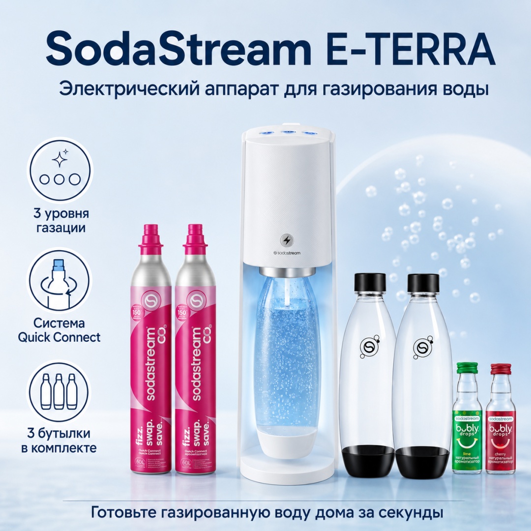 Sodastream сифон для газированной воды E-TERRA белый