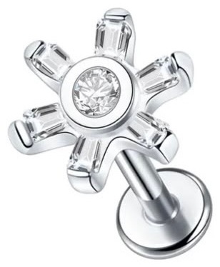 Лабрет CREO jewelry титановый сплав, цирконий, 1.2х8 мм.