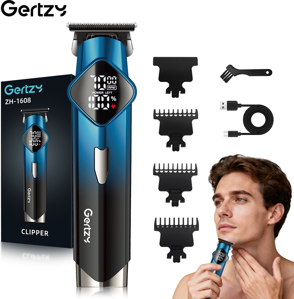 GERTZY машинка для стрижки ZH-1608 Blue черный, синий