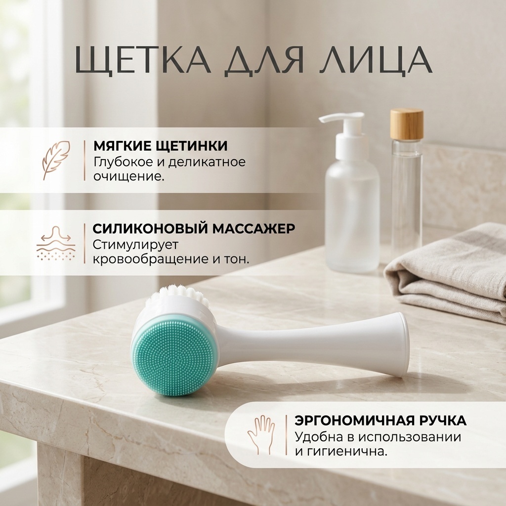Щетка для лица, для умывания белый, синий 1 шт
