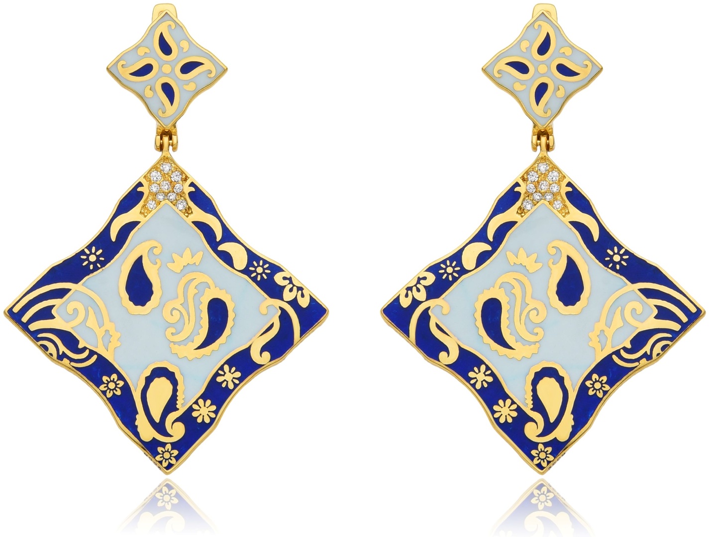 Серьги KHANS 1826 G вес 11 г серебро, фианит, эмаль