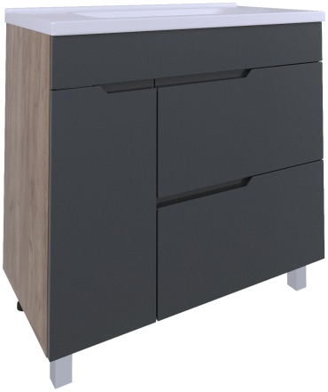 Тумба с раковиной AVK A4 ТР 2Я+1Д 800 К, 80x85x45 см, графит, светло-коричневый