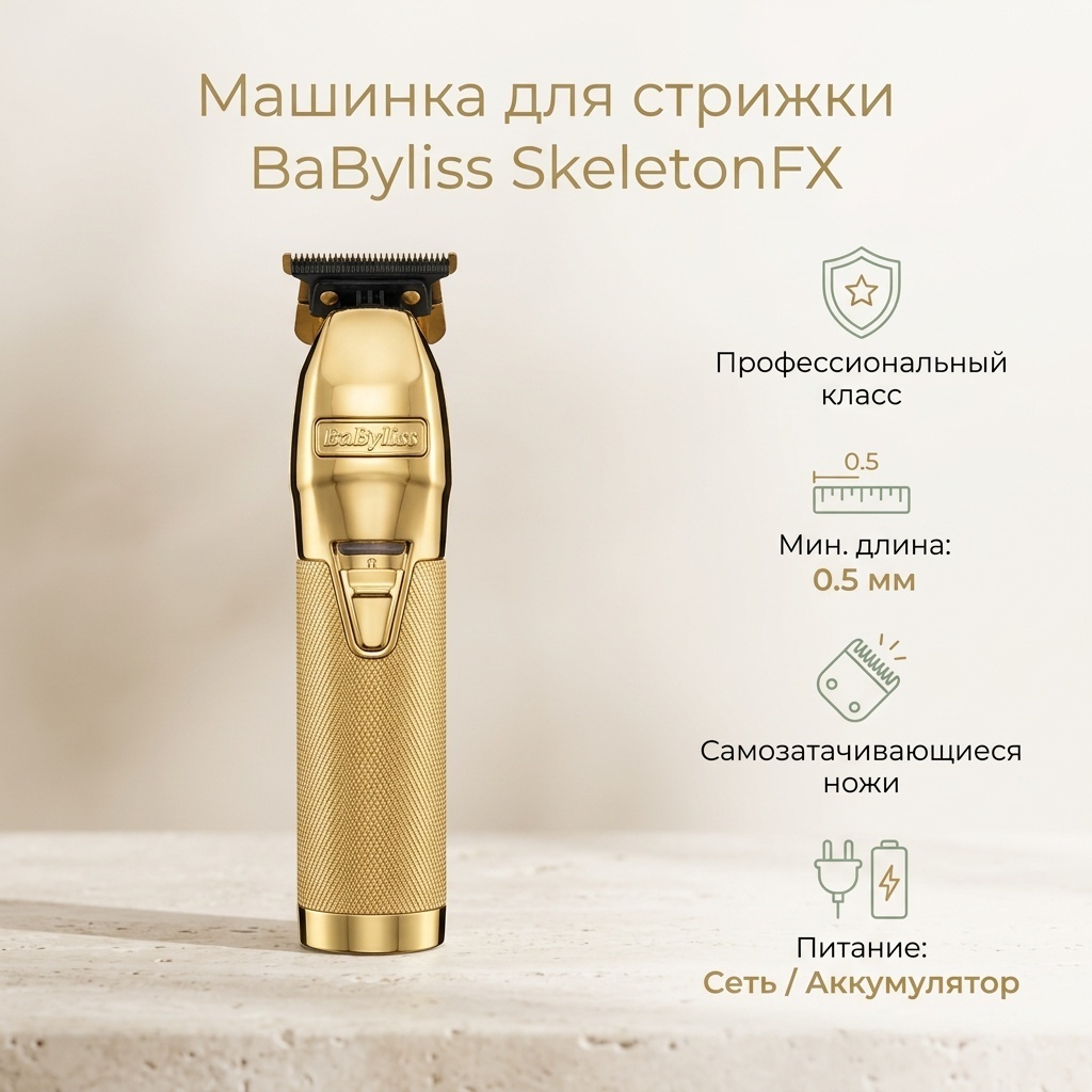BaByliss машинка для стрижки SkeletonFX золотой