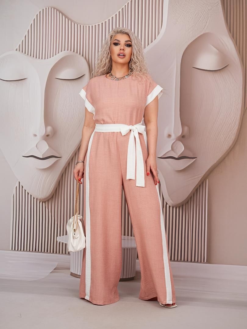 Комбинезон с брюками GLAMOUR белый, розовый