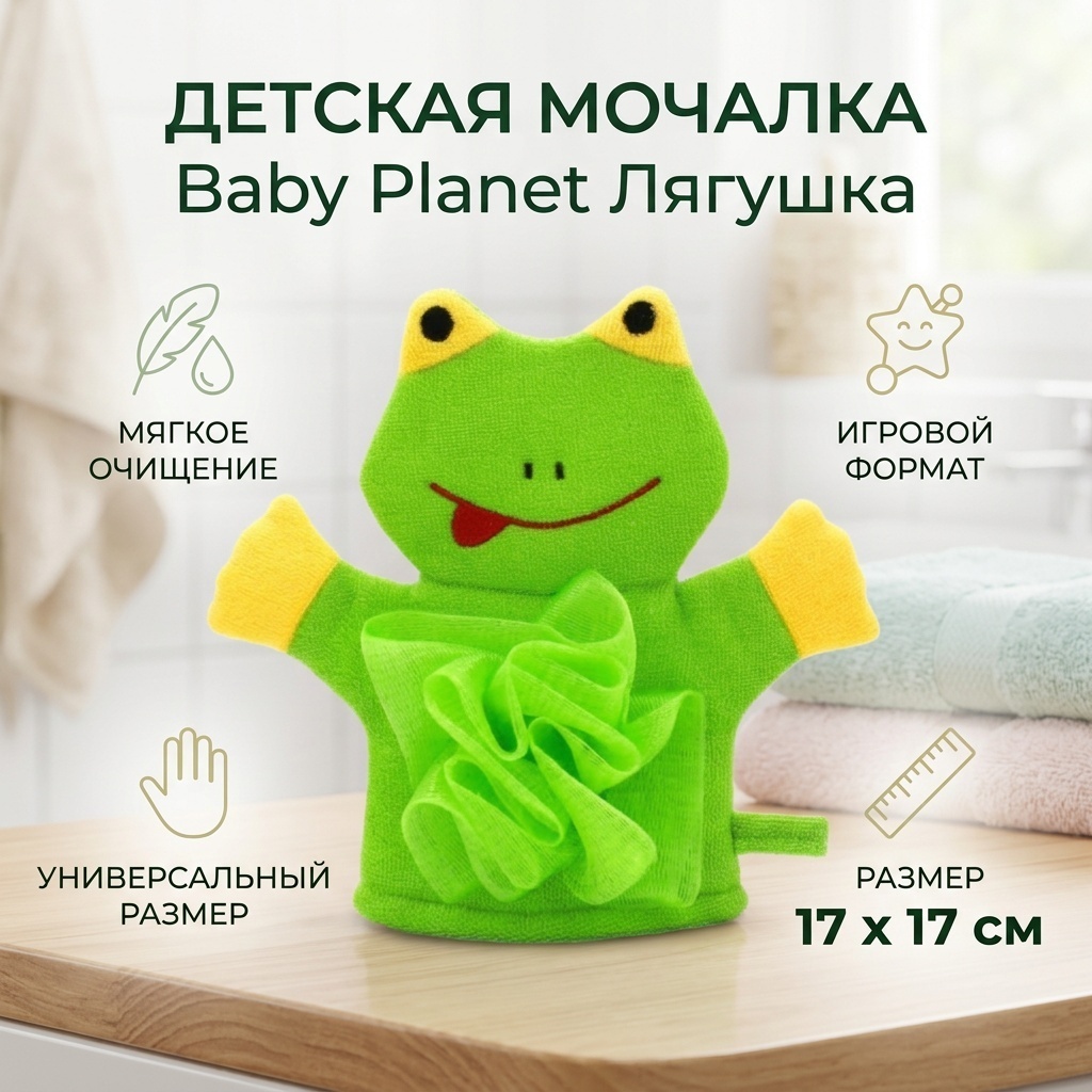 Baby Planet детская мочалка для тела, универсальное зеленый 1 шт