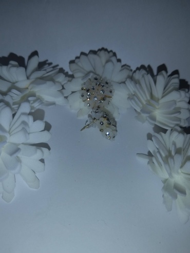 Серьги Jewelry медицинская сталь, коралл, кристаллы Swarovski