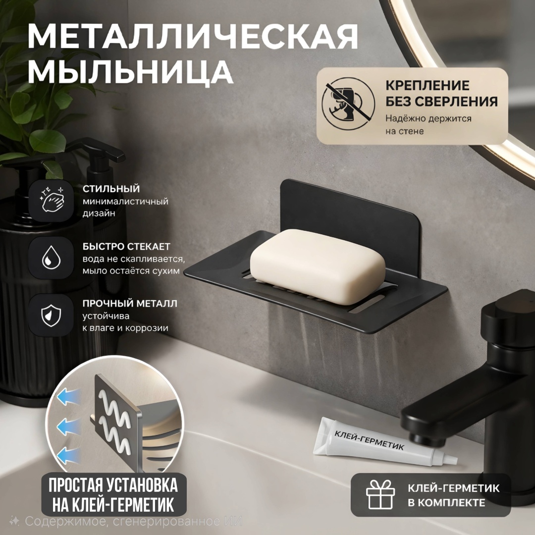 Ekan мыльница "Крепление без сверления" 1 шт, металл