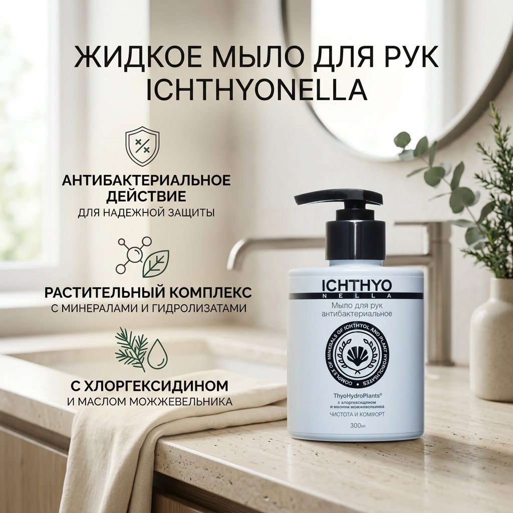 Жидкое мыло туалетное ICHTHYONELLA ThyoHydroPlamts Нейтральный 300 мл