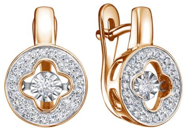 Серьги Ювелирные традиции С113-8807 вес 3.55 г золото, бриллиант