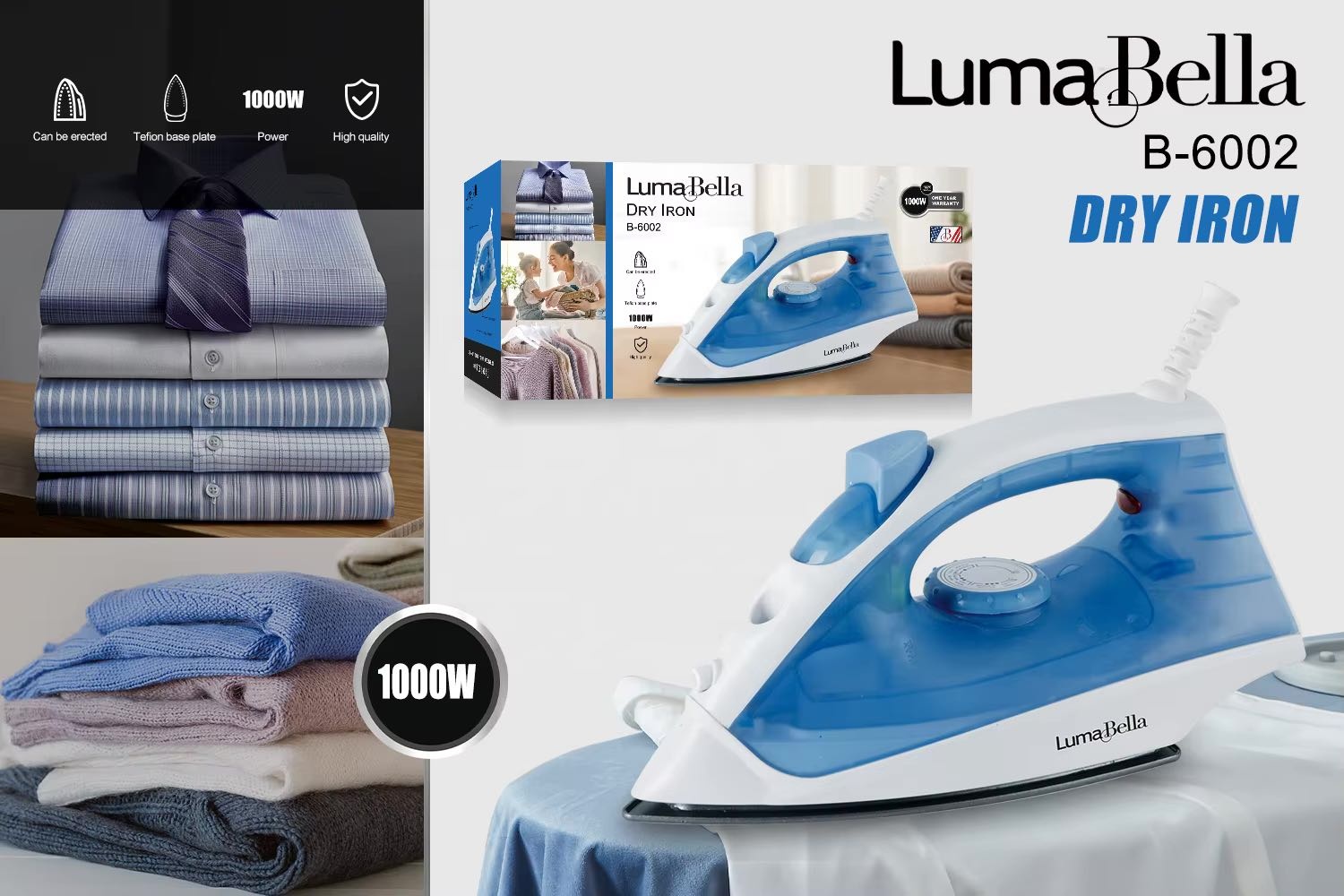 Утюг LumaBella B-6002 голубой
