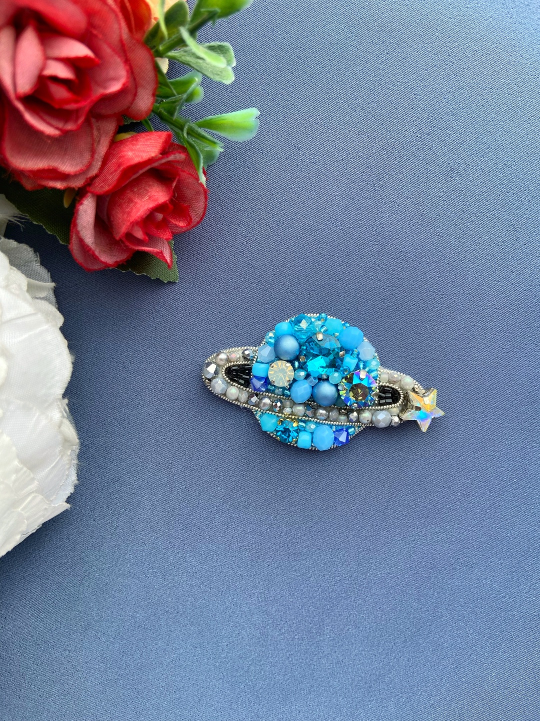 Брошь ZADA металл, кристаллы Swarovski