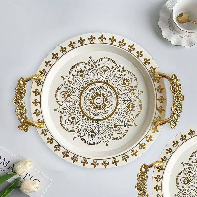 Блюдо Mandala 27см белый, золотистый