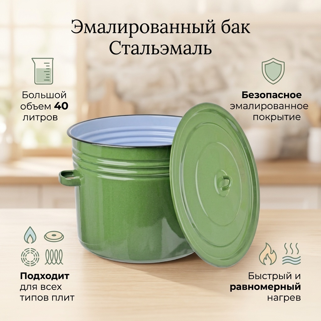 Кастрюля 40 л, СтальЭмаль 62791079 эмаль