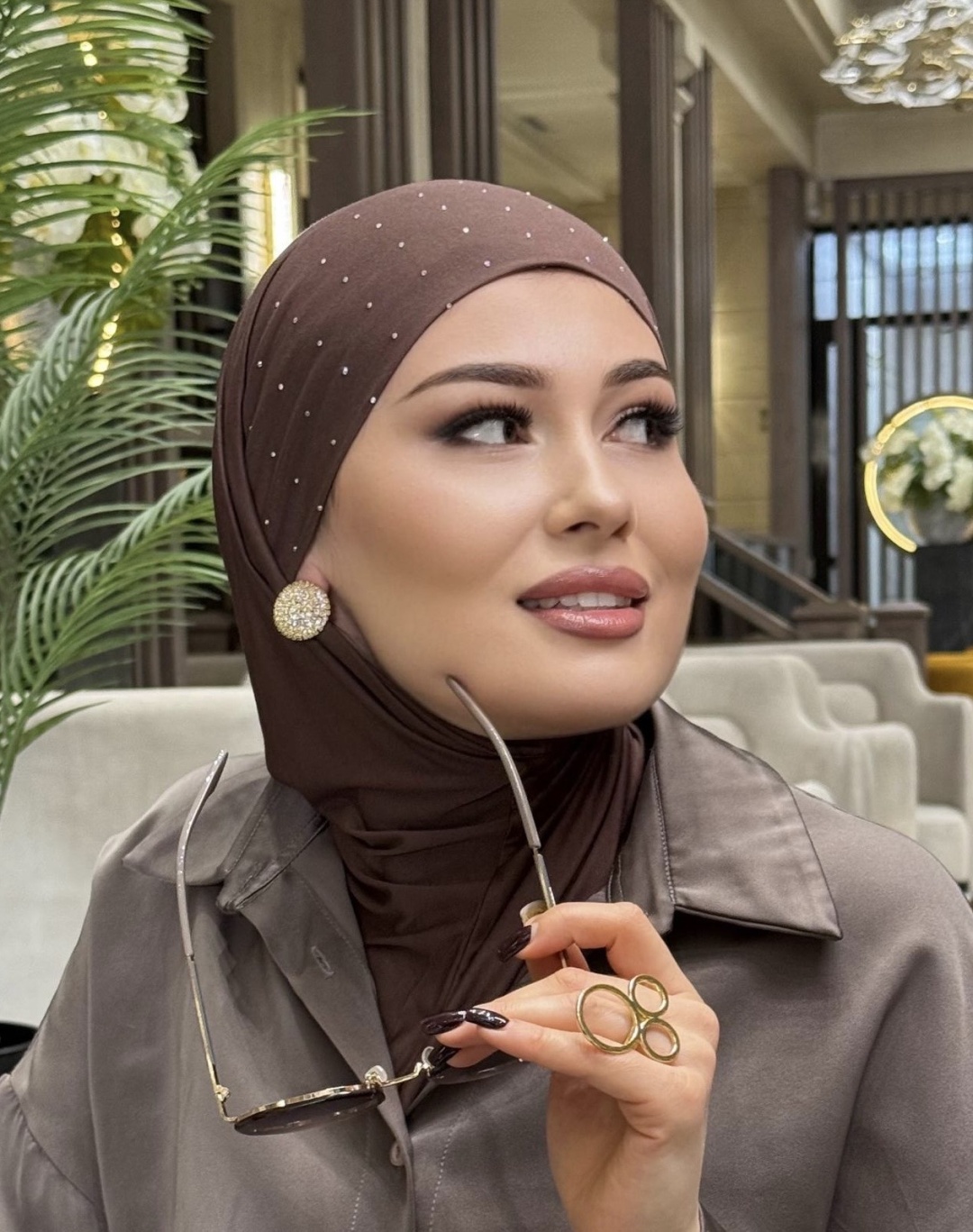 Хиджаб Muslima style размер универсальный, коричневый
