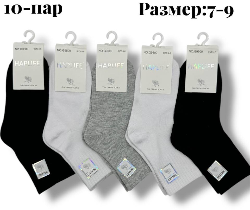 Носки HAPLIFE Ип Темирбай NO:G9500 10 пар черный, серый, белый 7-9