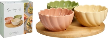 Набор мисок Koopman 10х10 см, керамика, бамбук, 3 шт
