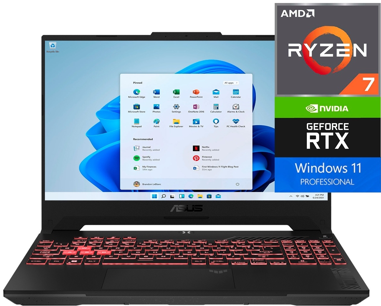 Ноутбук ASUS TUF Gaming A16 FA607NUG-WH73P 16" / 64 Гб / SSD 512 Гб / Win 11 Pro / 90NR0MU3-M09AT0