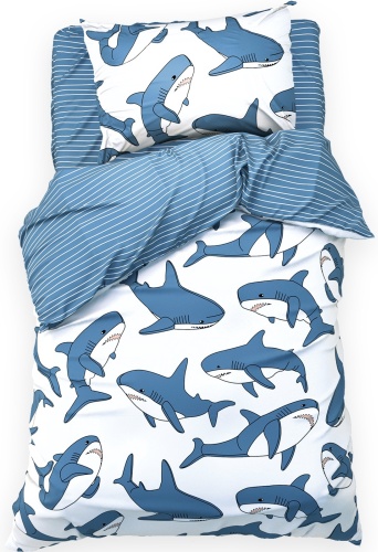 Комплект Этель Funny shark 1.5-спальный бязь, 1 наволочка: 50x70 см