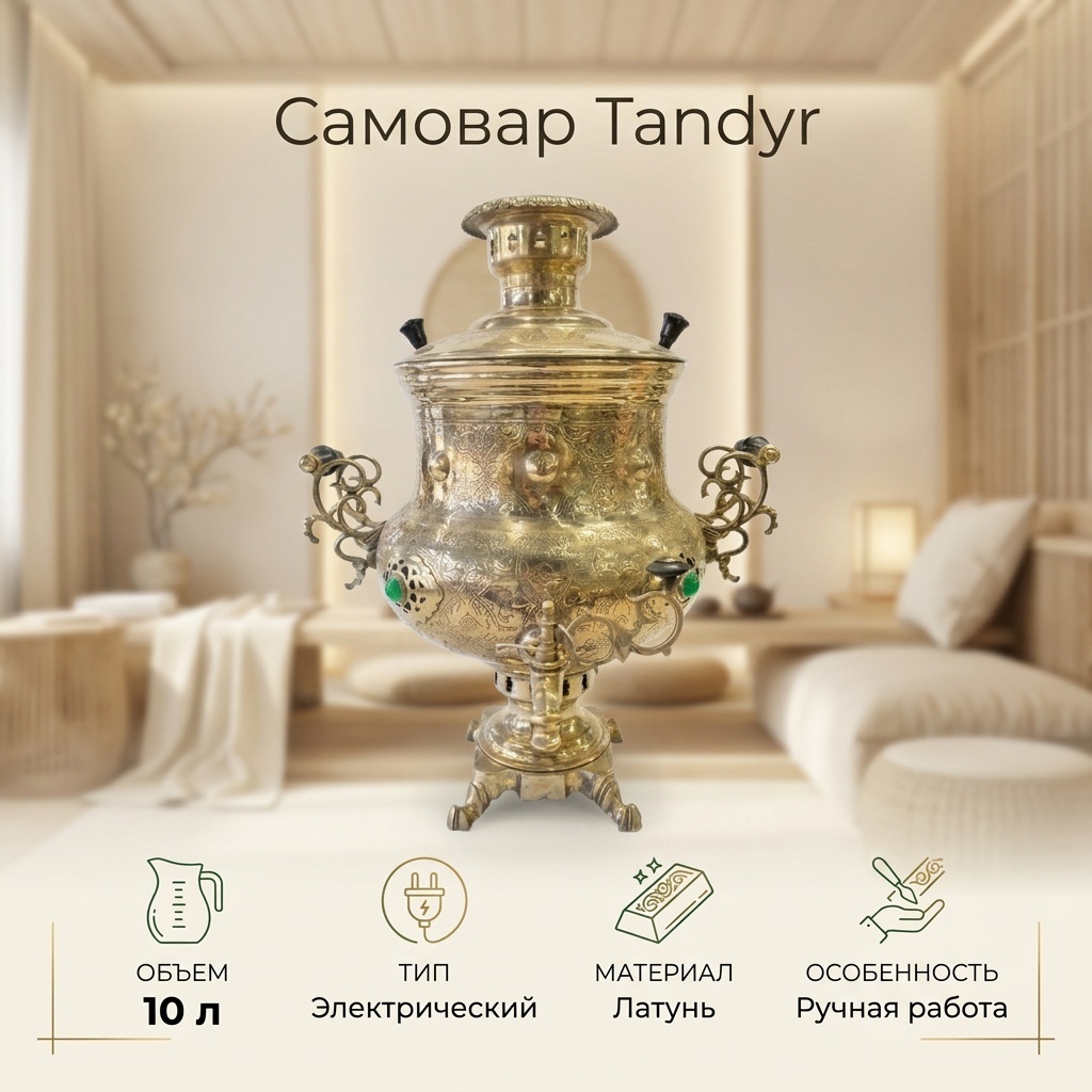 Самовар Tandyr_735665354 10 л, латунь