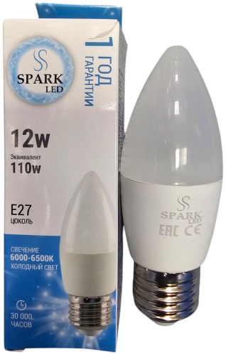 Spark 12W E27, светодиодная, холодный белый