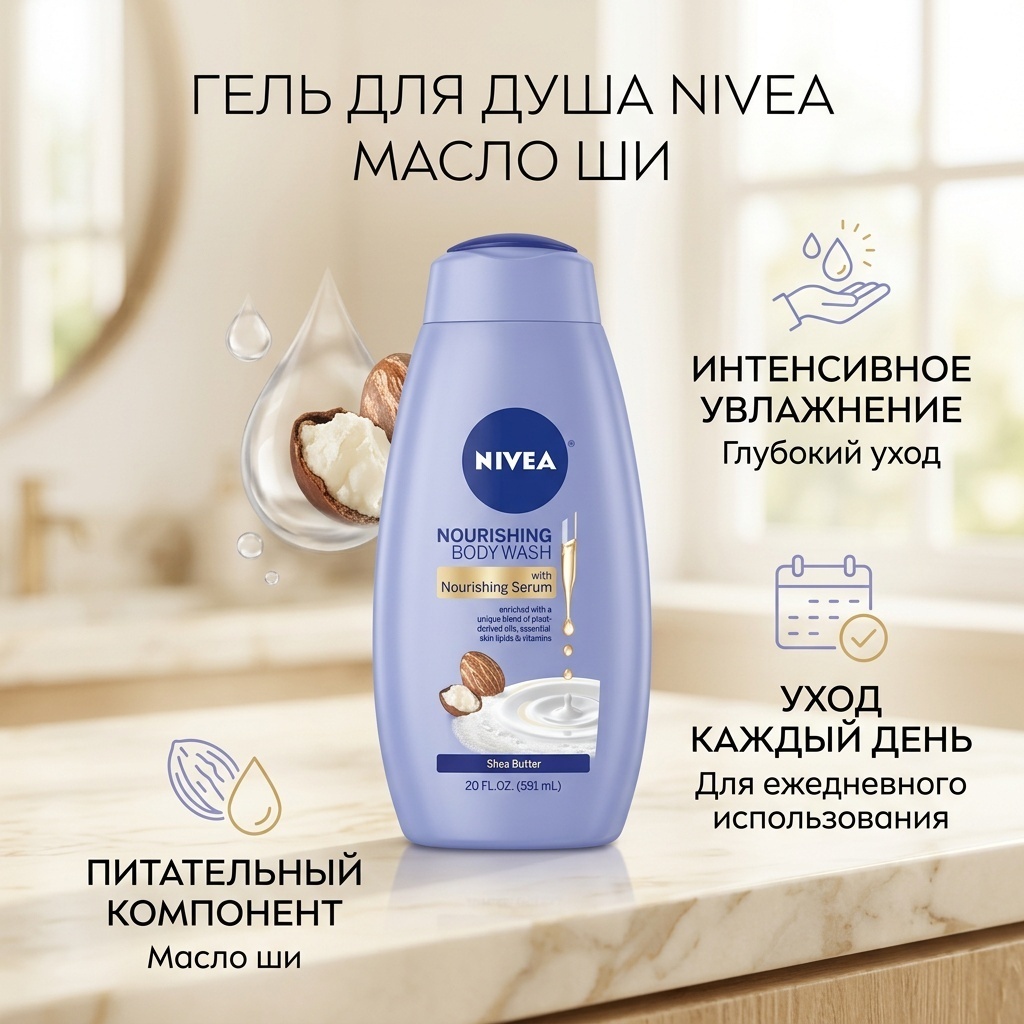 NIVEA масло ши гель 591 мл