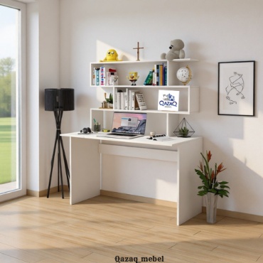 Стол компьютерный с надстройкой QAZAQ MEBEL Basic, 120х45x165 см, белый