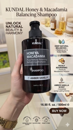 Kundal Шампунь KUNDAL Honey & Macadamia: Салонный уход и магия аромата у вас дома Amber Vanilla шампунь 500 мл