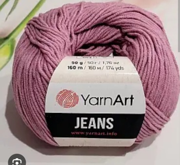 Клубок YarnArt Jeans 50джинс хлопок акрил 65 сухая роза 160 м 50 г